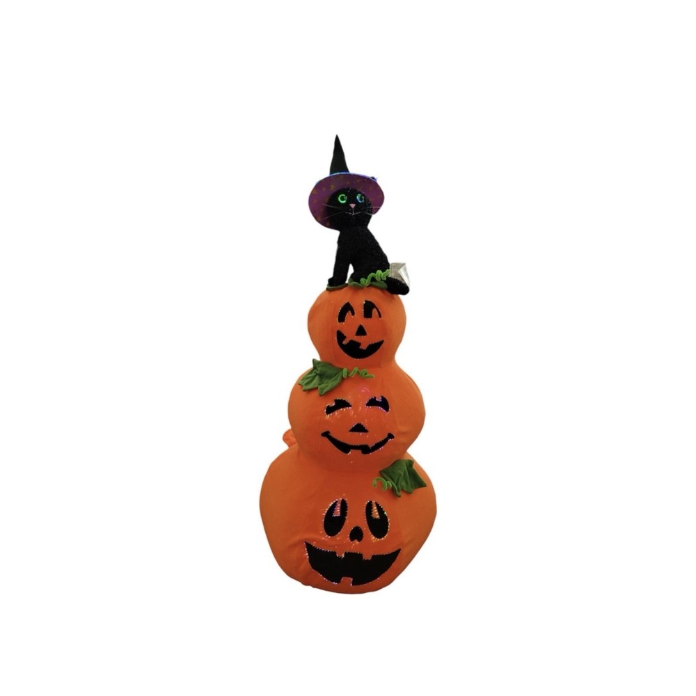 AVON HALLOWEEN PUMPKIN PATCH Inflatable Black Cat & Bat 2004 fiber optic lights